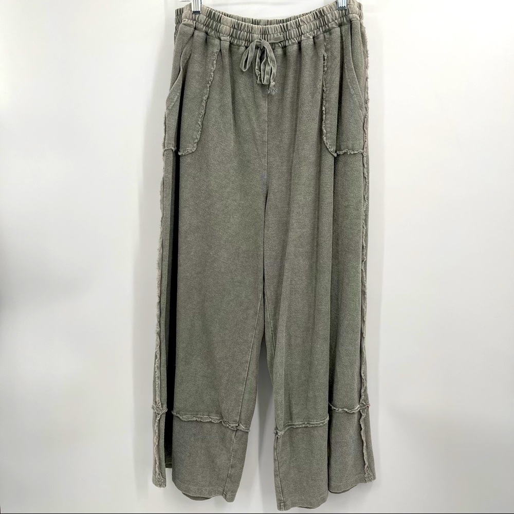 Three Bird Nest Tie Waist Pants Size 1X  Gray NWT